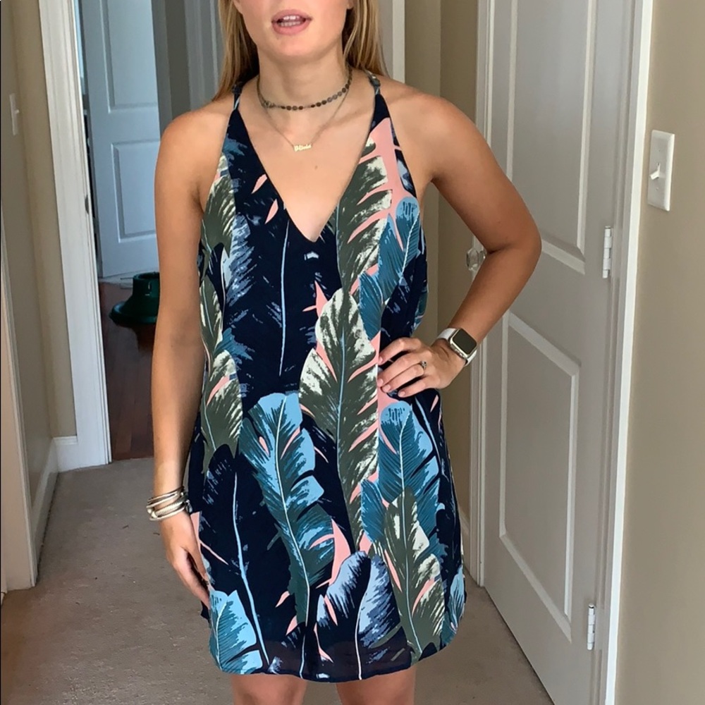 Palm leaf shift dress